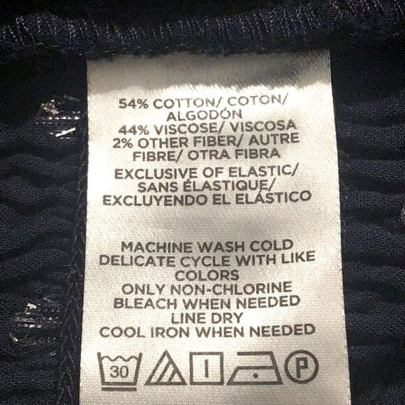 Ann Taylor Factory Navy Blue Silver Metallic Polka Dot Lightweight V Neck Blouse - Picture 15 of 15